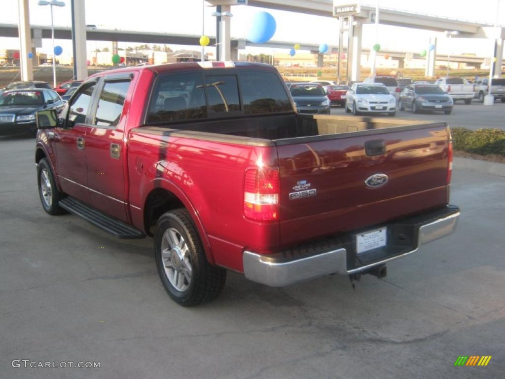 2005 F150 Lariat SuperCrew - Dark Toreador Red Metallic / Black photo #3