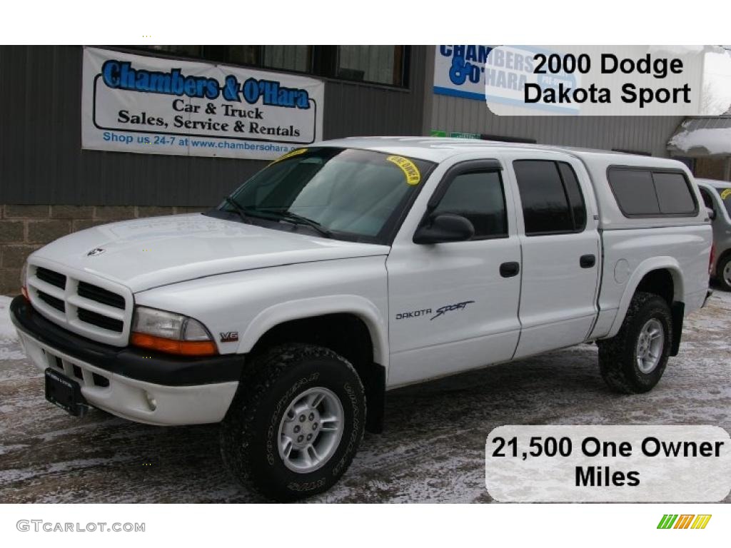 2000 Dakota Sport Crew Cab 4x4 - Bright White / Mist Gray photo #1