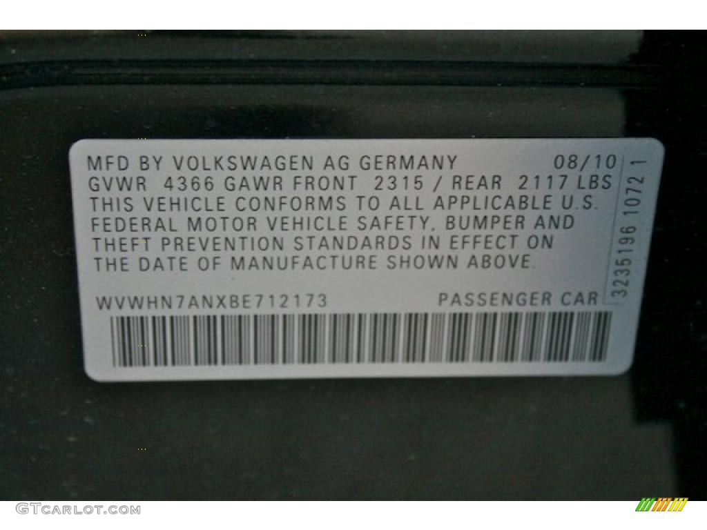 2011 Volkswagen CC Lux Info Tag Photo #44191579