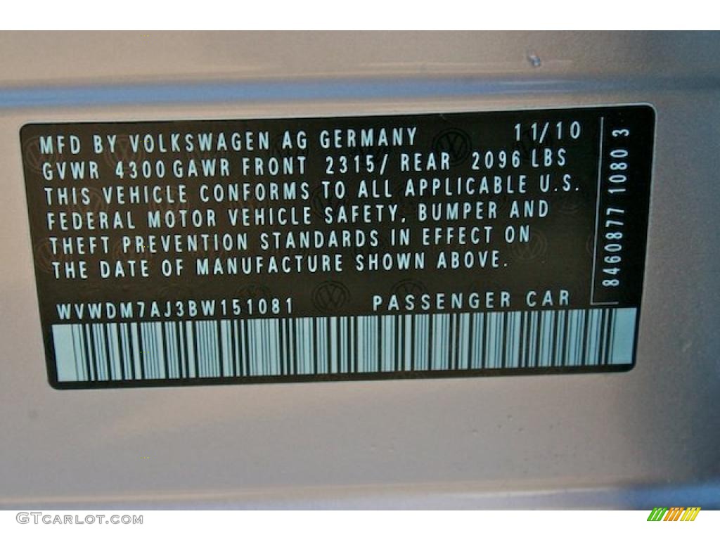 2011 Volkswagen Golf 4 Door TDI Info Tag Photo #44192835