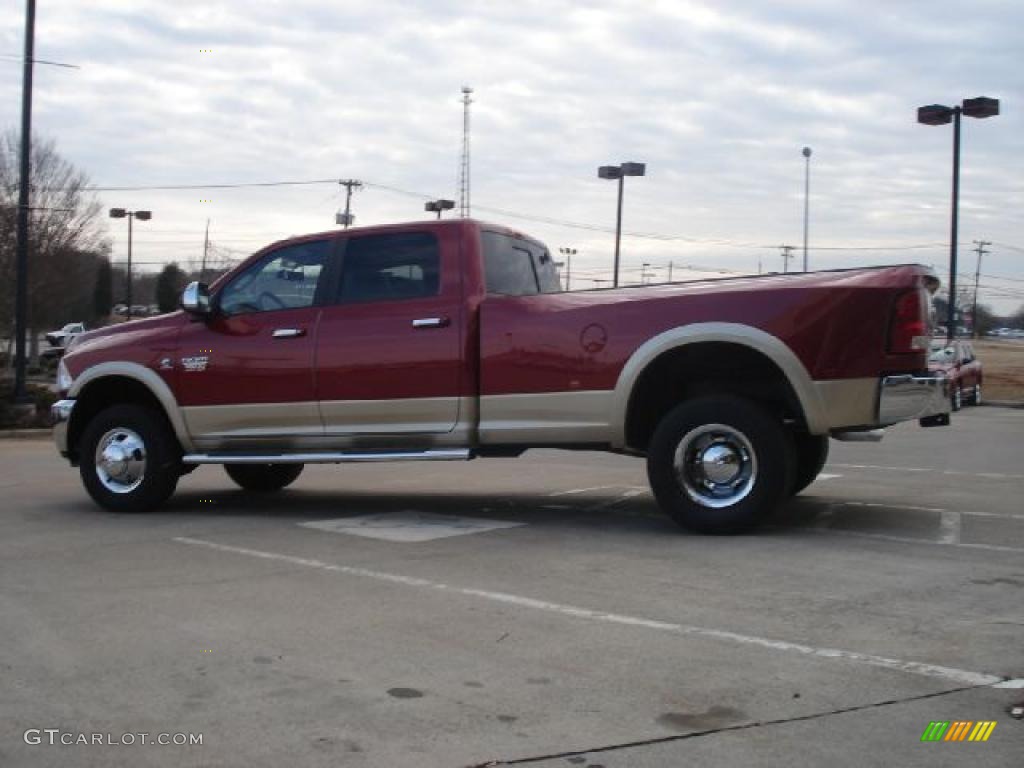 Deep Cherry Red Crystal Pearl 2011 Dodge Ram 3500 HD Laramie Crew Cab 4x4 Dually Exterior Photo #44195668
