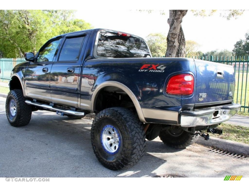 2002 F150 Lariat SuperCrew 4x4 - Charcoal Blue Metallic / Medium Parchment photo #6