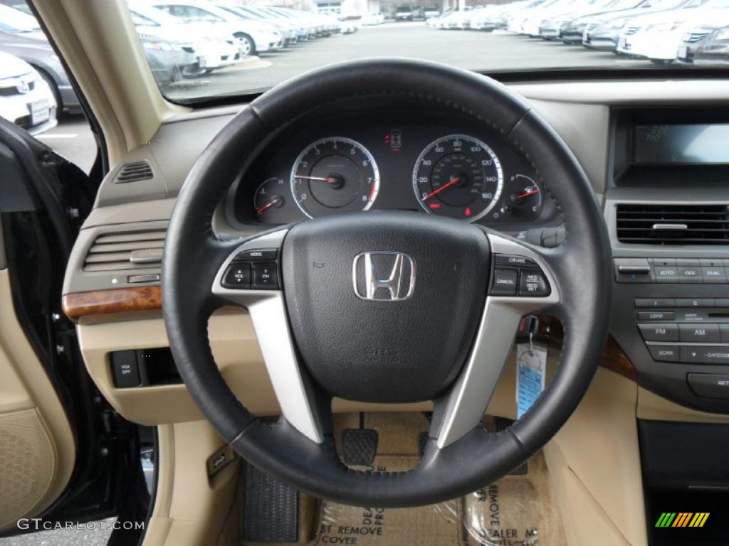 2008 Honda Accord EX-L Sedan Ivory Steering Wheel Photo #44213754