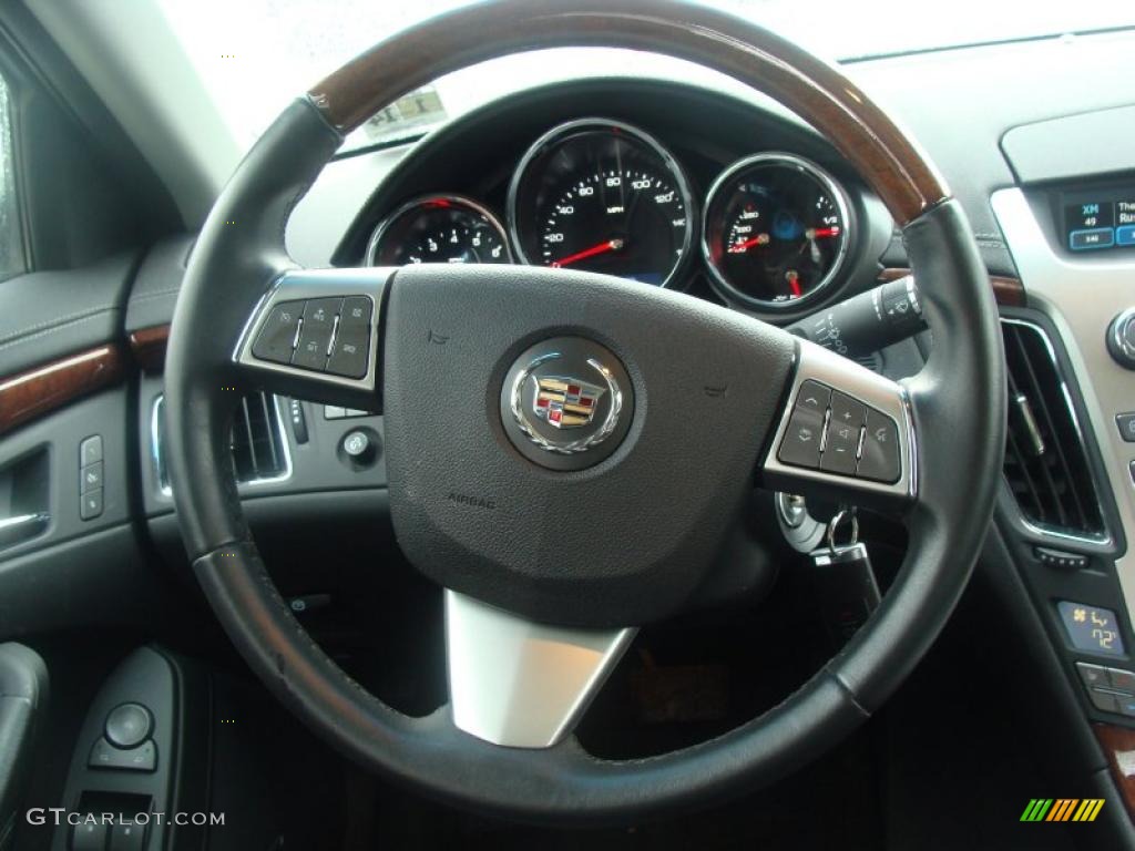 2010 Cadillac CTS 4 3.0 AWD Sedan Ebony Steering Wheel Photo #44219065