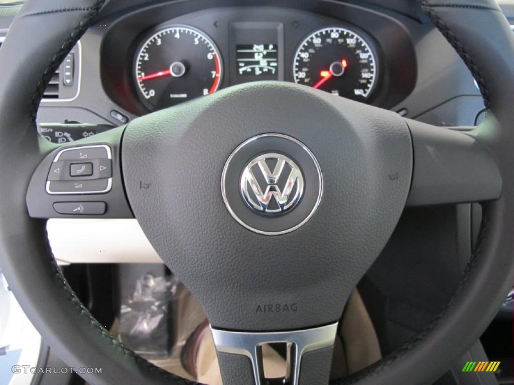 2011 Volkswagen Jetta SEL Sedan Cornsilk Beige Steering Wheel Photo #44220825