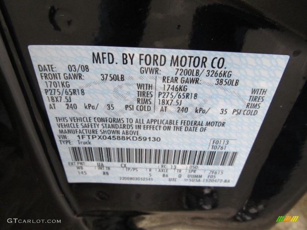 2008 F150 Color Code UA for Black Photo #44241777