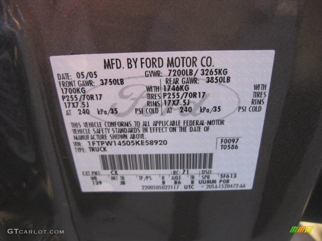 2005 F150 FX4 SuperCrew 4x4 - Dark Shadow Grey Metallic / Black photo #28