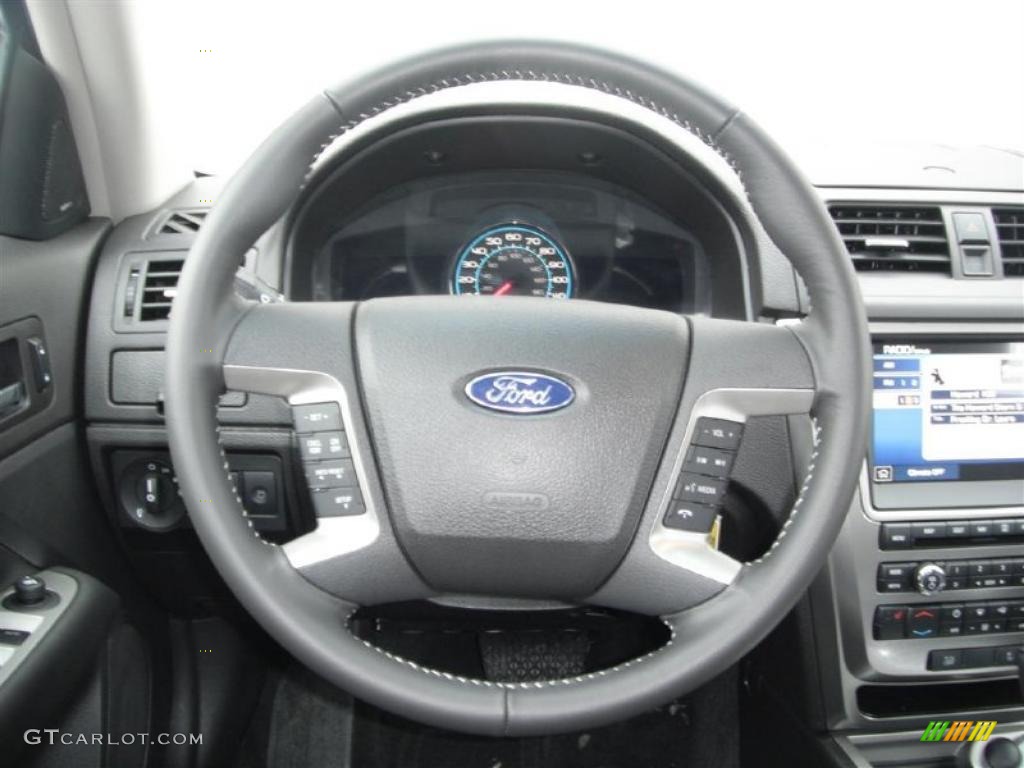 2011 Ford Fusion Hybrid Charcoal Black Steering Wheel Photo #44256800