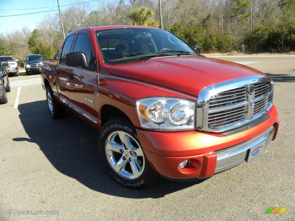 2008 Ram 1500 Laramie Quad Cab - Sunburst Orange Pearl / Medium Slate Gray photo #1