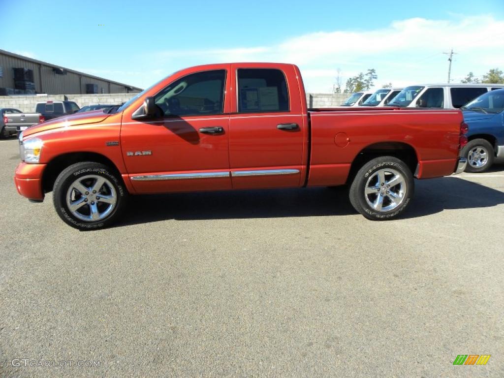 2008 Ram 1500 Laramie Quad Cab - Sunburst Orange Pearl / Medium Slate Gray photo #2