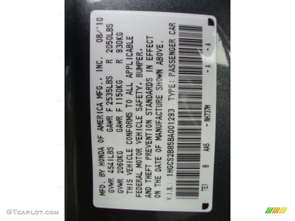 2011 Accord Color Code NH737M for Polished Metal Metallic Photo #44265506