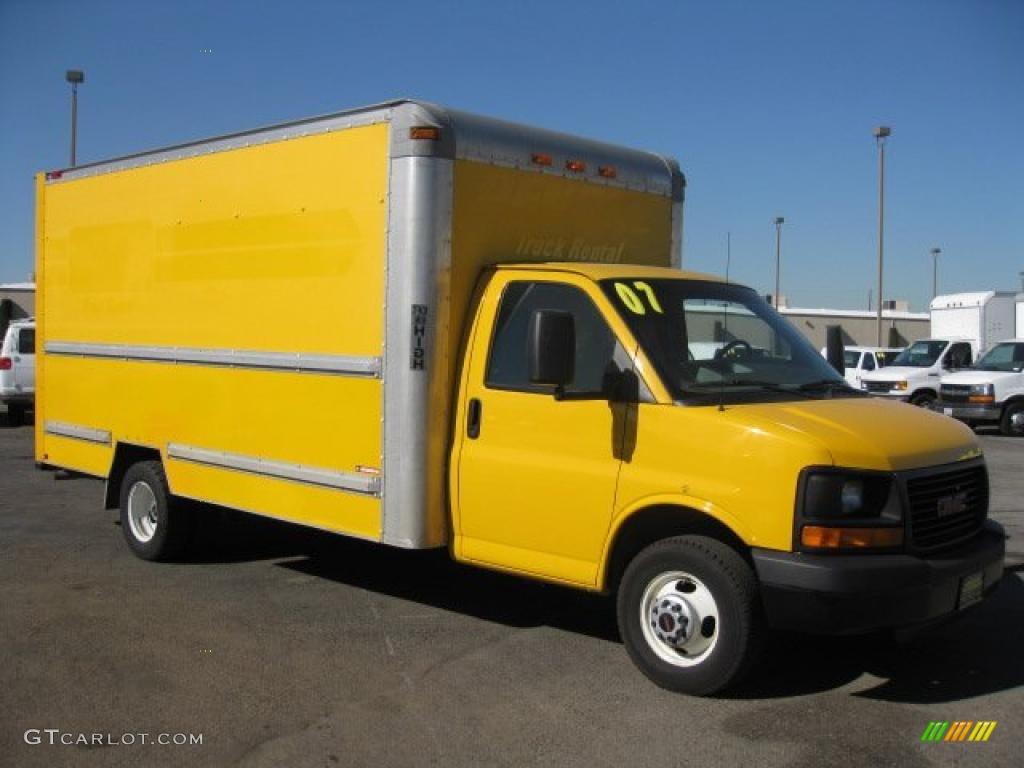 Yellow GMC Savana Cutaway