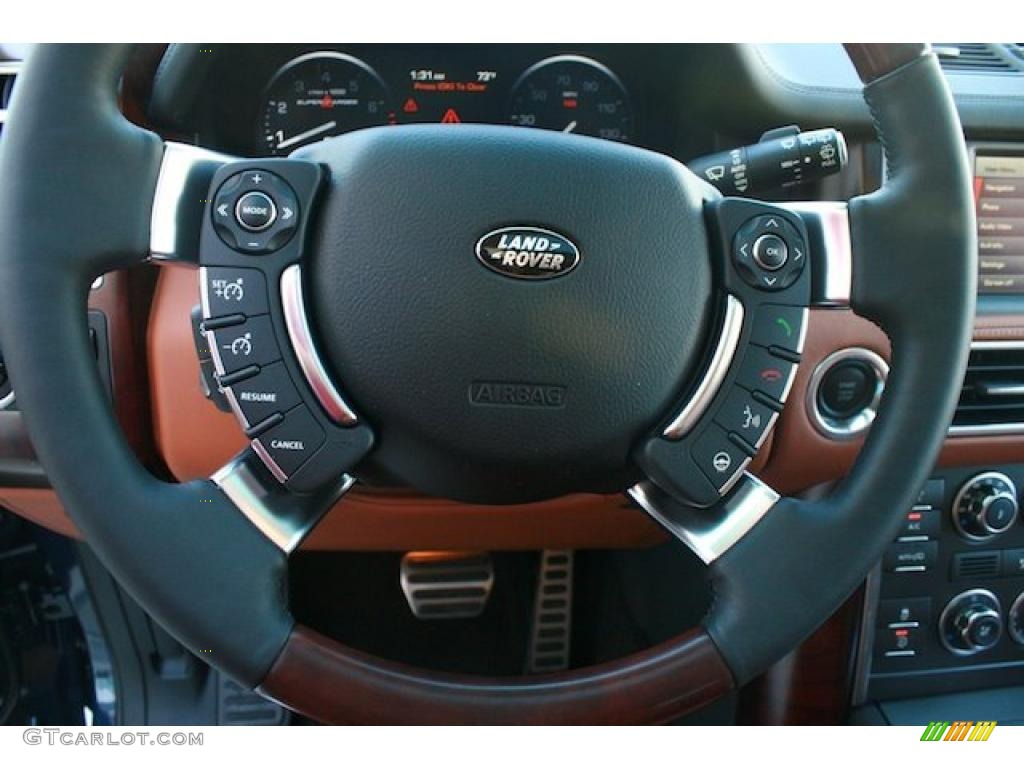 2011 Land Rover Range Rover Autobiography Tan/Jet Steering Wheel Photo #44267267