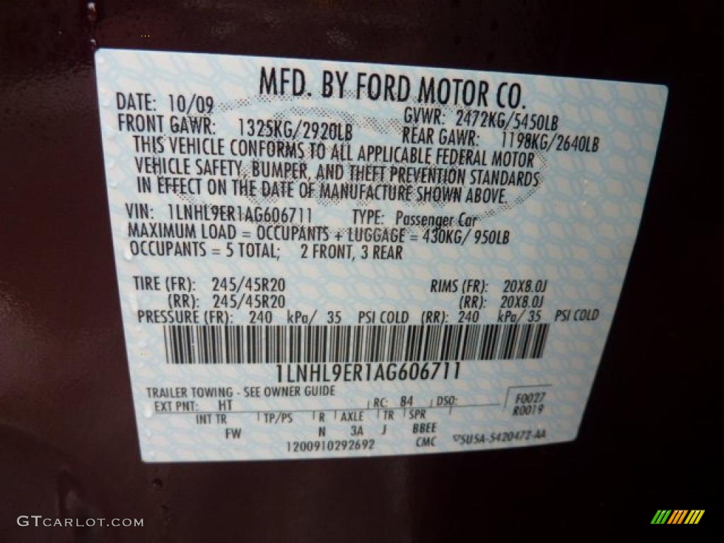 2010 MKS Color Code HT for Cinnamon Metallic Photo #44275841