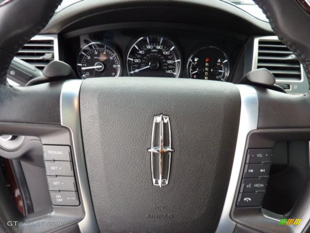 2010 Lincoln MKS AWD Ultimate Package Charcoal Black/Fine Line Ebony Steering Wheel Photo #44275881