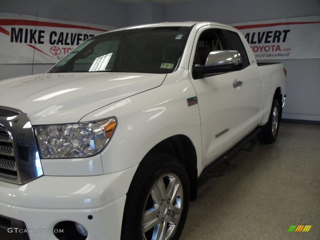 2008 Tundra Limited Double Cab - Super White / Beige photo #6
