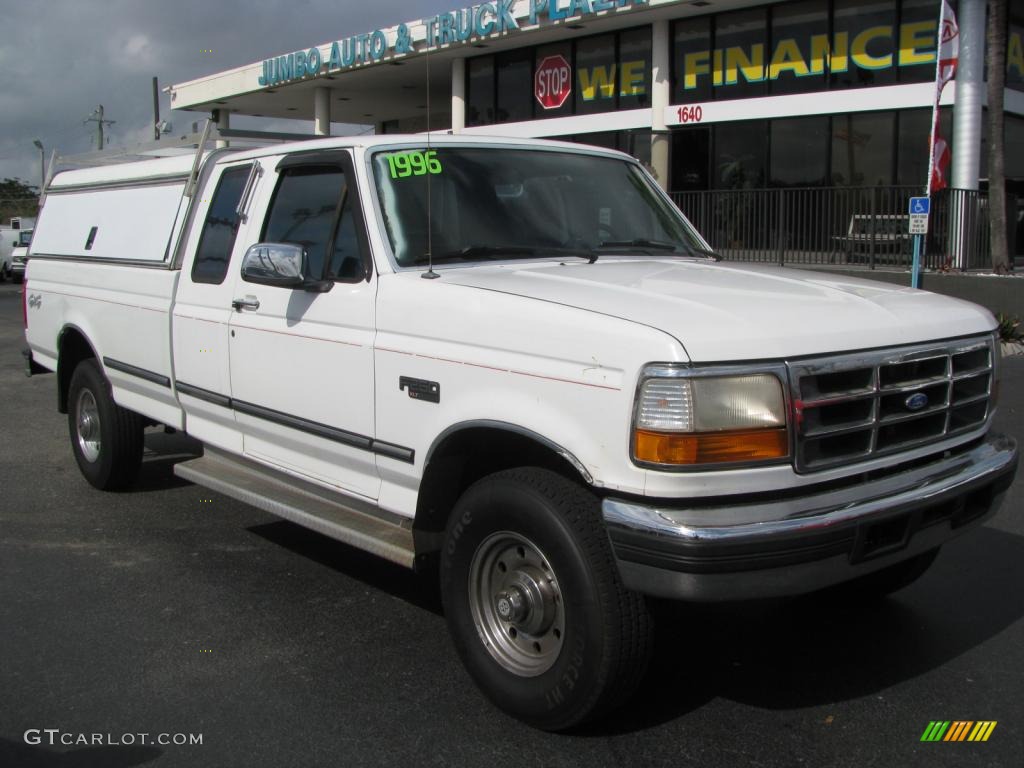 1996 F250 XL Extended Cab 4x4 - Oxford White / Grey photo #1