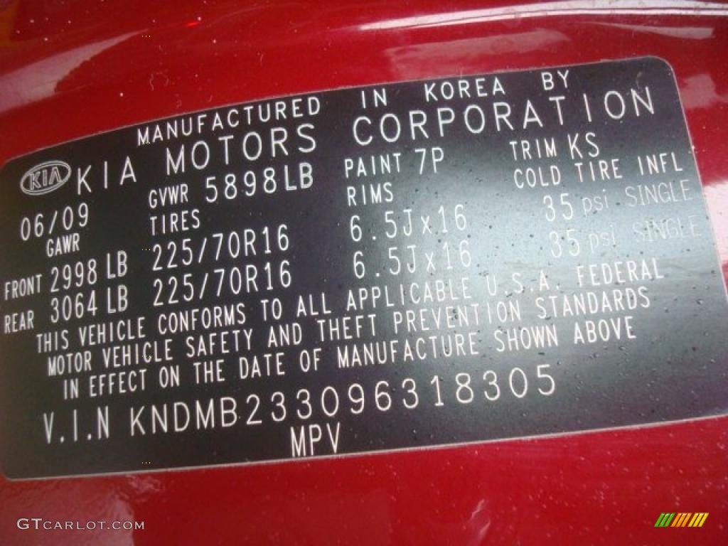 2009 Sedona Color Code 7P for Claret Red Photo #44297540