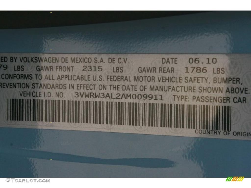 2010 Volkswagen New Beetle Final Edition Convertible Info Tag Photos