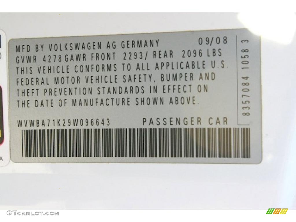 2009 Volkswagen Rabbit 2 Door Info Tag Photo #44299184