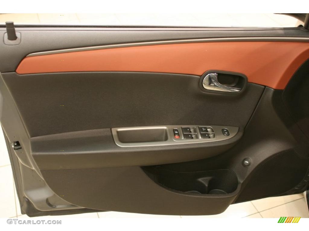 2009 Chevrolet Malibu LTZ Sedan Ebony/Brick Door Panel Photo #44320009