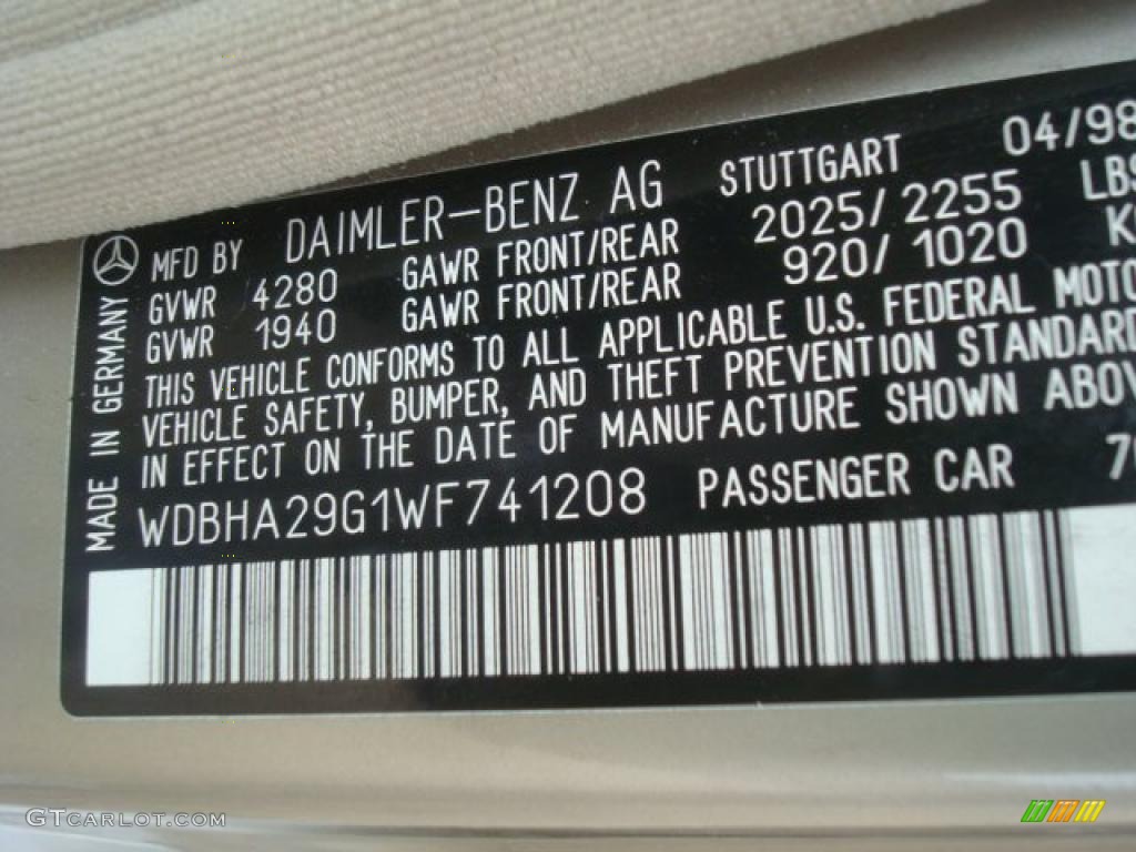 1998 Mercedes-Benz C 280 Info Tag Photo #44321277