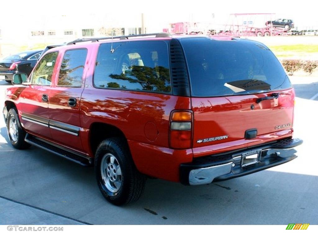 2001 Suburban 1500 LT - Victory Red / Tan photo #9