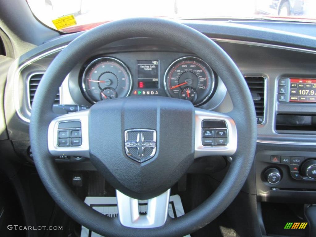 2011 Dodge Charger SE Black Steering Wheel Photo #44356922
