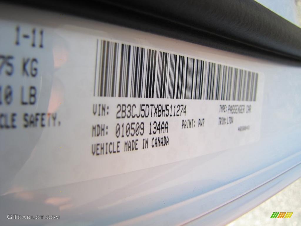2011 Challenger Color Code PW7 for Bright White Photo #44357950