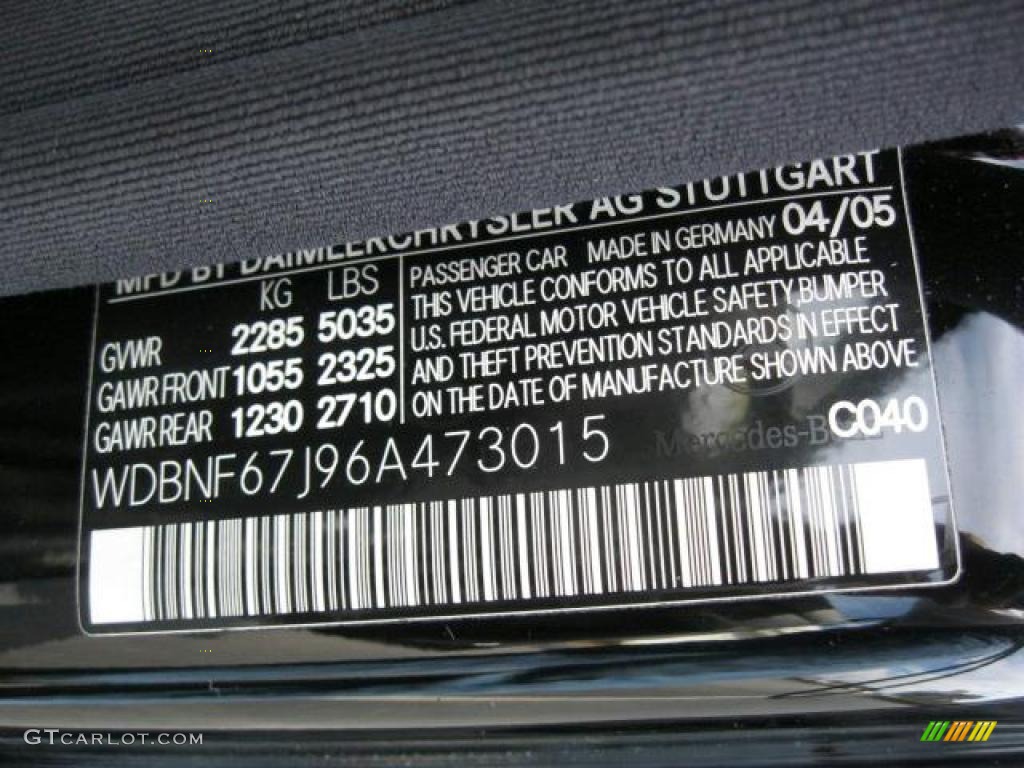 2006 S Color Code 040 for Black Photo #44442926