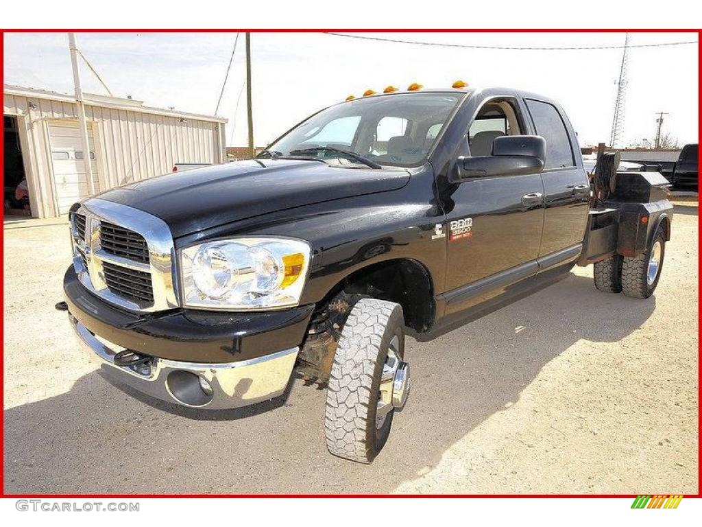 2007 Ram 3500 SLT Quad Cab 4x4 Dually Chassis - Brilliant Black Crystal Pearl / Medium Slate Gray photo #1