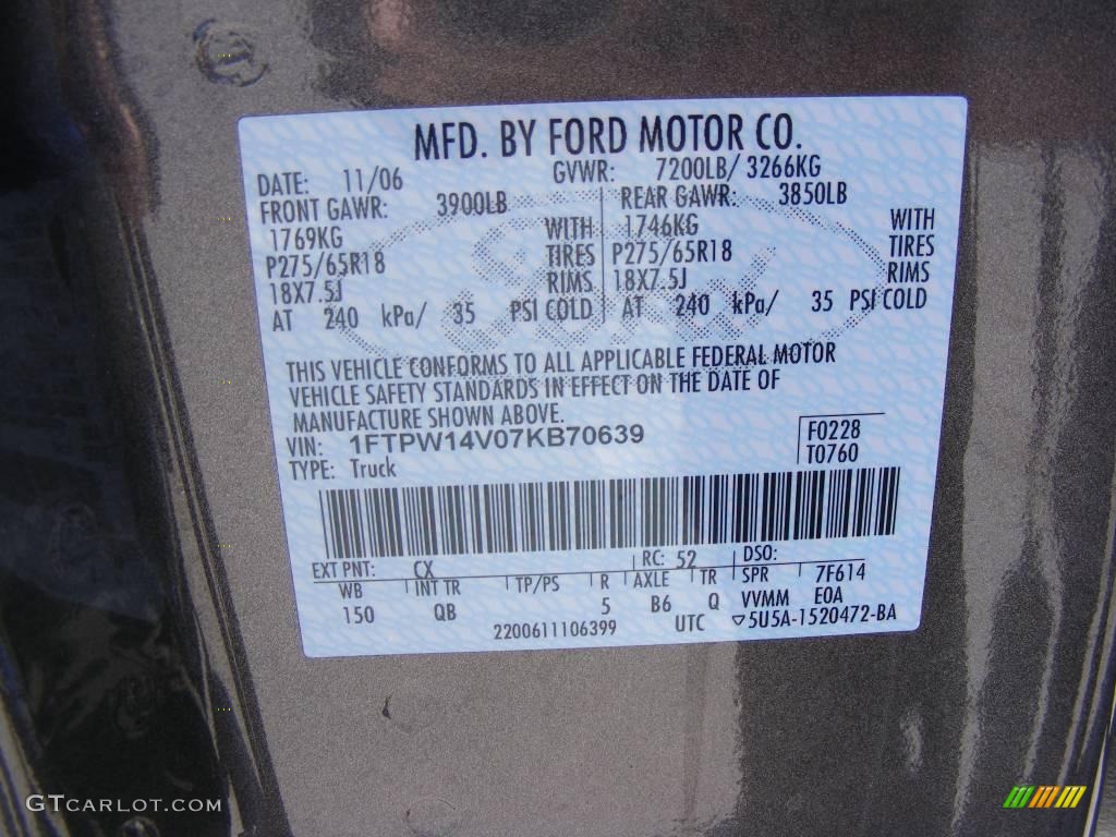 2007 F150 FX4 SuperCrew 4x4 - Dark Shadow Grey Metallic / Black/Medium Flint photo #53