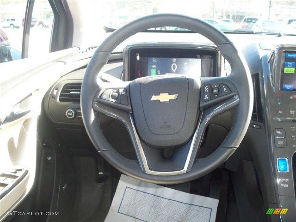 2011 Chevrolet Volt Hatchback Jet Black/Ceramic White Steering Wheel Photo #44480598