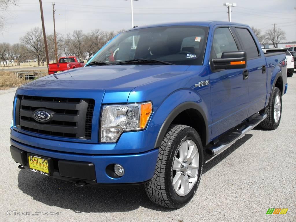 2009 F150 FX4 SuperCrew 4x4 - Blue Flame Metallic / Black/Medium Stone photo #2
