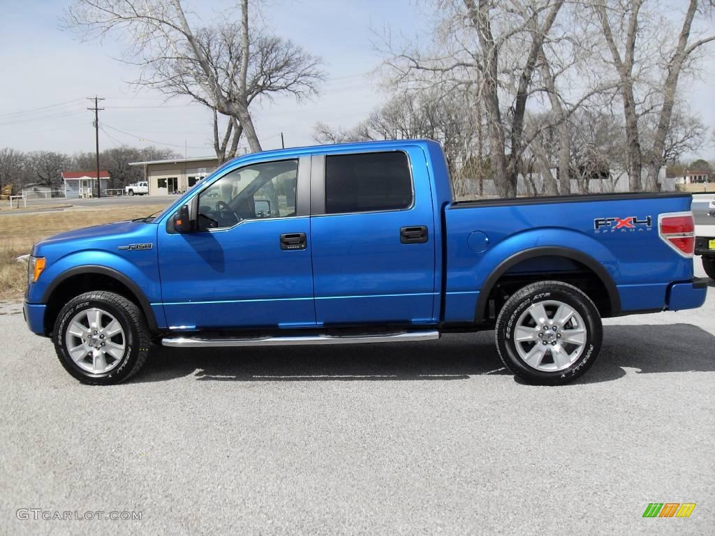 2009 F150 FX4 SuperCrew 4x4 - Blue Flame Metallic / Black/Medium Stone photo #3