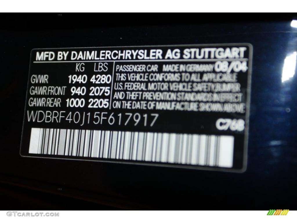 2005 C Color Code 768 for Diamond Black Metallic Photo #44513651