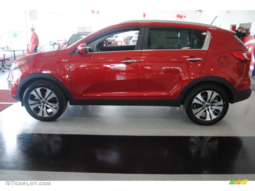 2011 Sportage EX AWD - Signal Red / Black photo #3