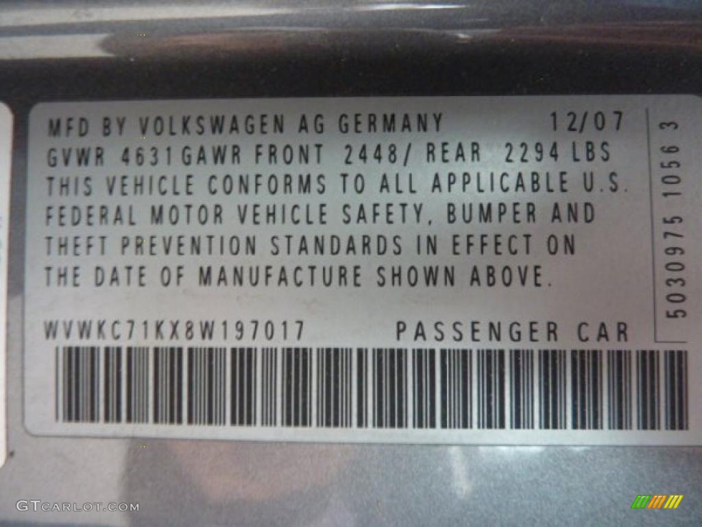 2008 Volkswagen R32 Standard R32 Model Info Tag Photo #44527795