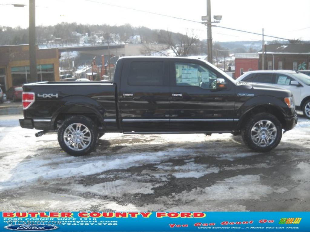 2011 F150 Platinum SuperCrew 4x4 - Tuxedo Black Metallic / Steel Gray/Black photo #2