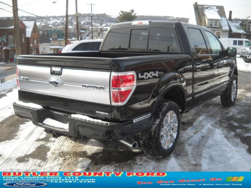 2011 F150 Platinum SuperCrew 4x4 - Tuxedo Black Metallic / Steel Gray/Black photo #3