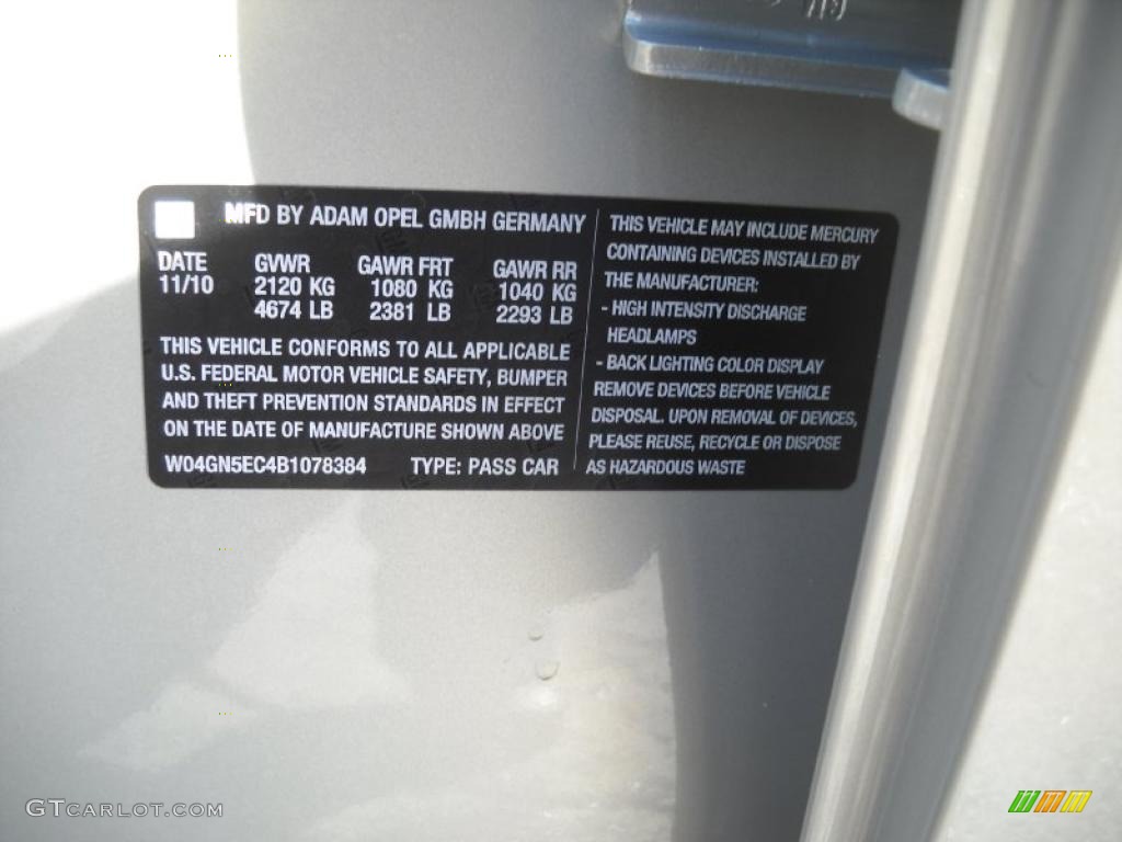 2011 Buick Regal CXL Info Tag Photo #44543089