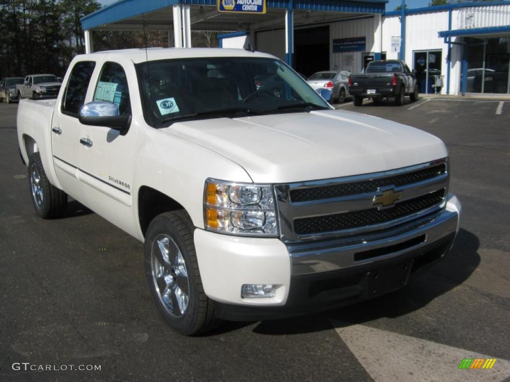 2011 Silverado 1500 LT Crew Cab - White Diamond Tricoat / Light Cashmere/Ebony photo #7