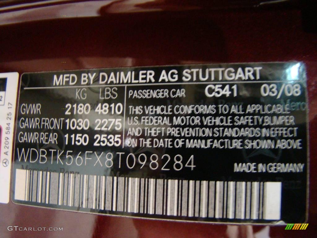 2008 CLK Color Code 541 for Storm Red Metallic Photo #4454854