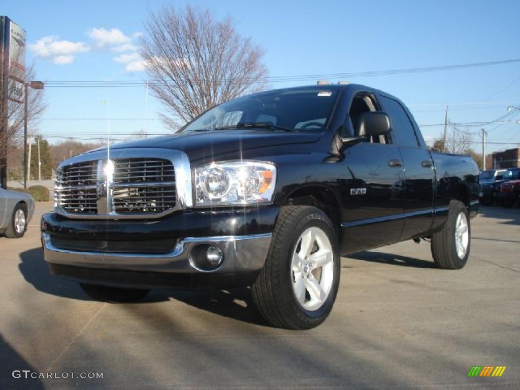 2008 Ram 1500 Lone Star Edition Quad Cab - Brilliant Black Crystal Pearl / Medium Slate Gray photo #7