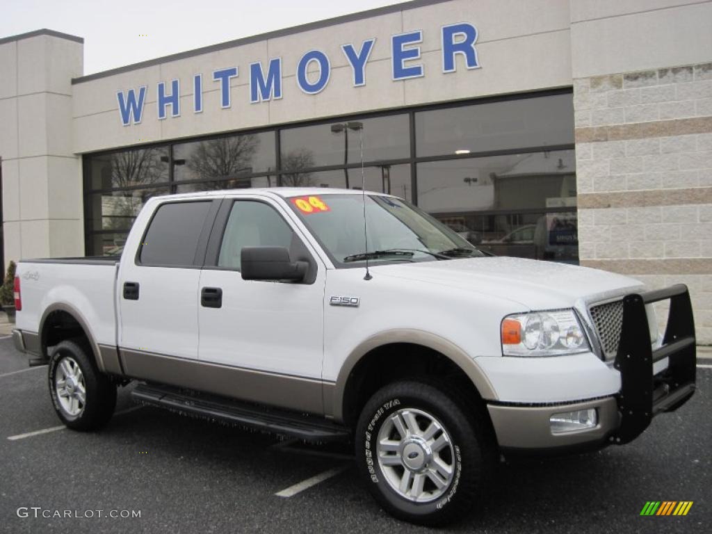 2004 F150 Lariat SuperCrew 4x4 - Oxford White / Tan photo #1