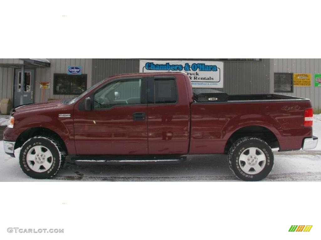 2004 F150 XLT SuperCab 4x4 - Dark Toreador Red Metallic / Tan photo #2