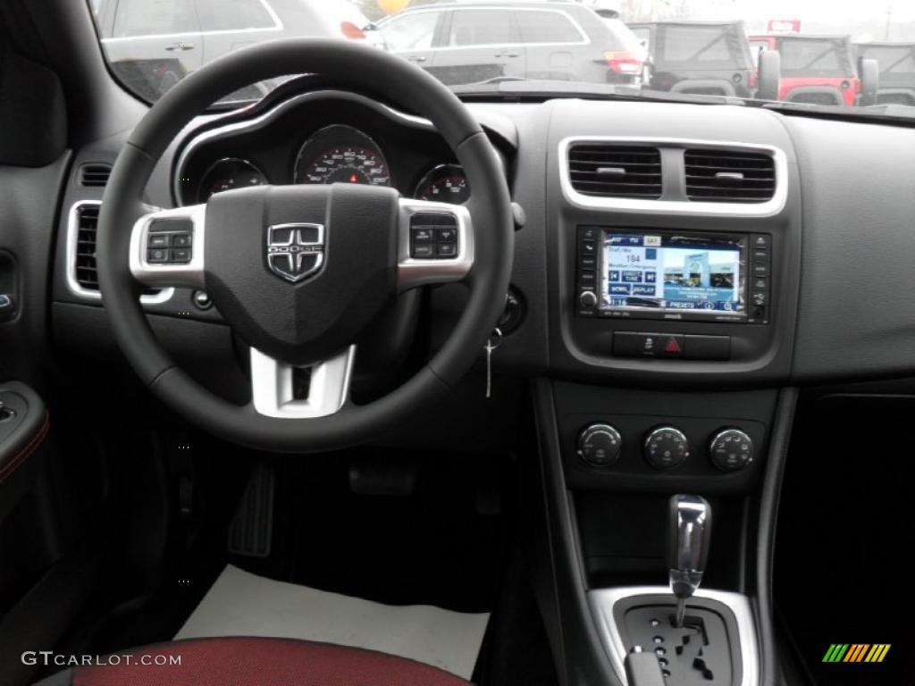2011 Dodge Avenger Mainstreet Black/Red Dashboard Photo #44569833