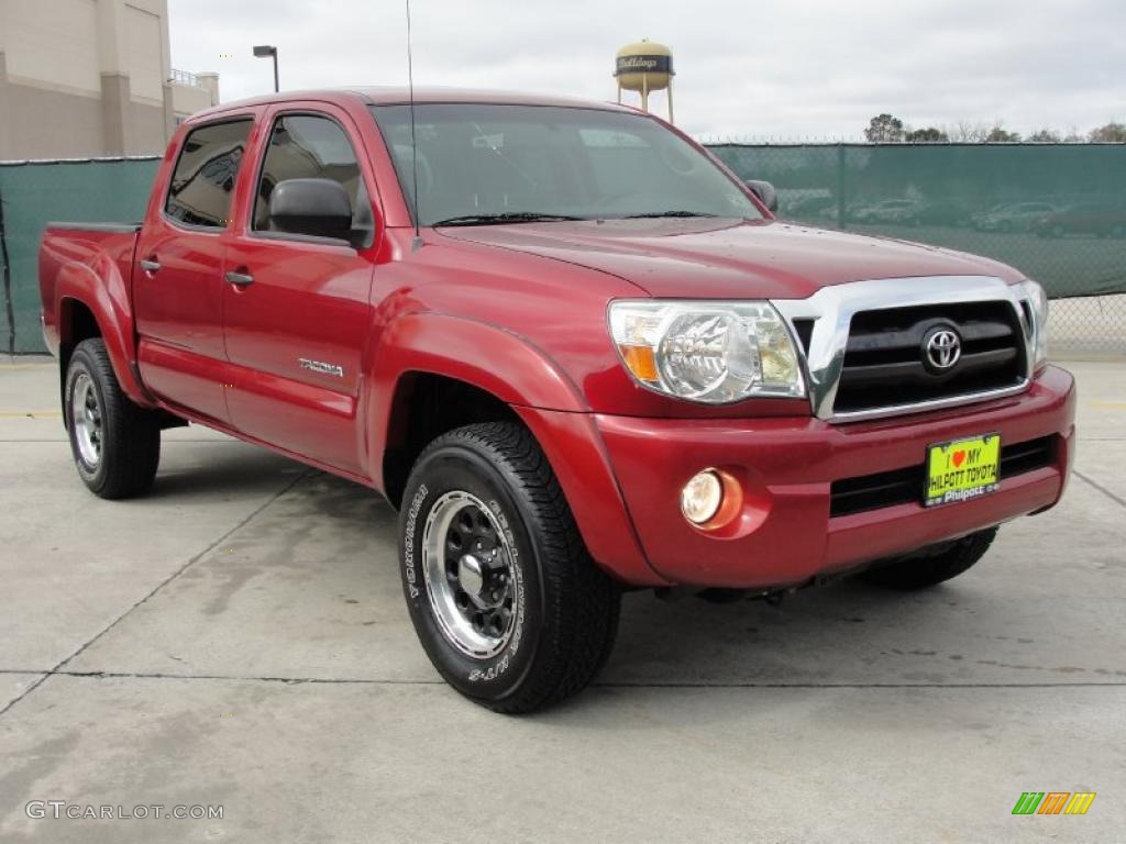 2007 Tacoma V6 SR5 PreRunner Double Cab - Impulse Red Pearl / Taupe photo #1