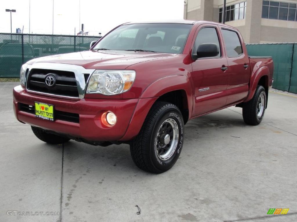 2007 Tacoma V6 SR5 PreRunner Double Cab - Impulse Red Pearl / Taupe photo #7