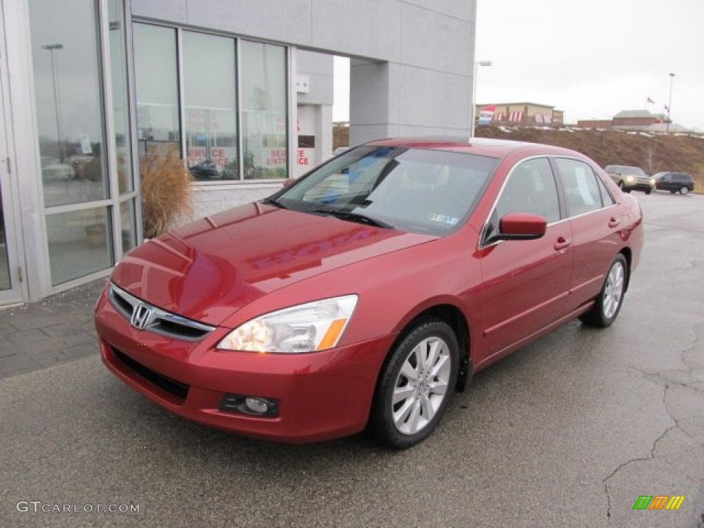 2007 Accord EX-L V6 Sedan - Moroccan Red Pearl / Gray photo #2